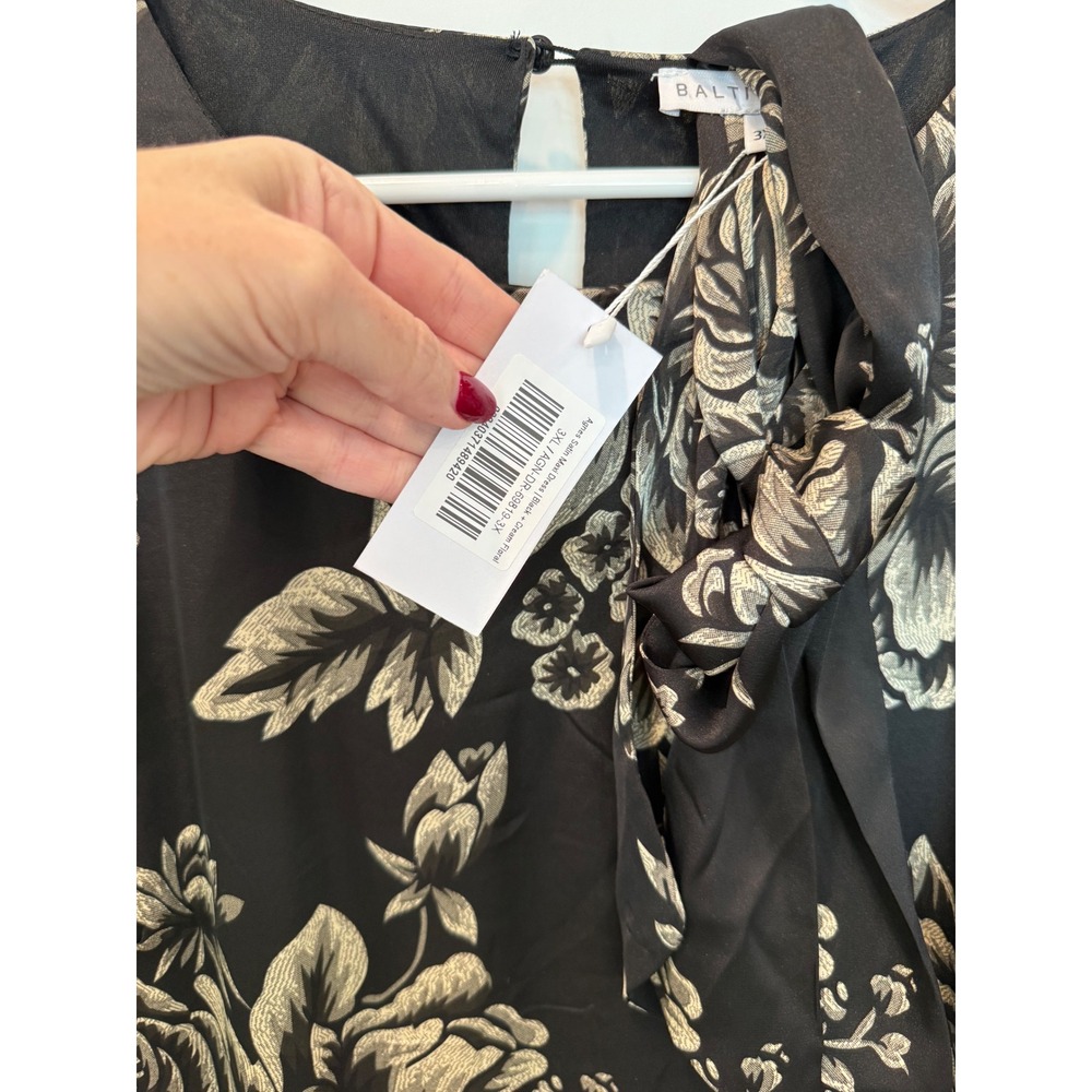 Baltic Born Agnes Satin Maxi Dress Black Cream Floral 3XL AGN-DR-69819-3X - Picture 6 of 8